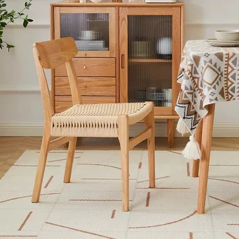 Современный обеденный стул из ротанга, Передвижные Деревянные Эргономичные кухонные стулья для отдыха, Элегантные туалетные подушечки, Индивидуальная Садовая мебель