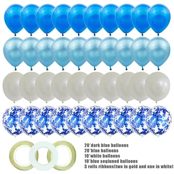 Набор 12-дюймовых латексных воздушных шаров для оформления детской вечеринки, свадьбы, Дня рождения (серия Blue)