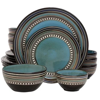 Набор посуды Cafe Versailles из 16 предметов с двойной чашей-синяя посуда для здоровья и безопасности