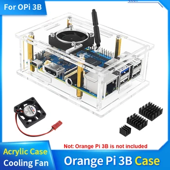 Акриловый Корпус Orange Pi 3B Прозрачный Корпус Активный Пассивный Охладитель Дополнительный Охлаждающий Вентилятор Алюминиевый Радиатор для Orange Pi 3B
